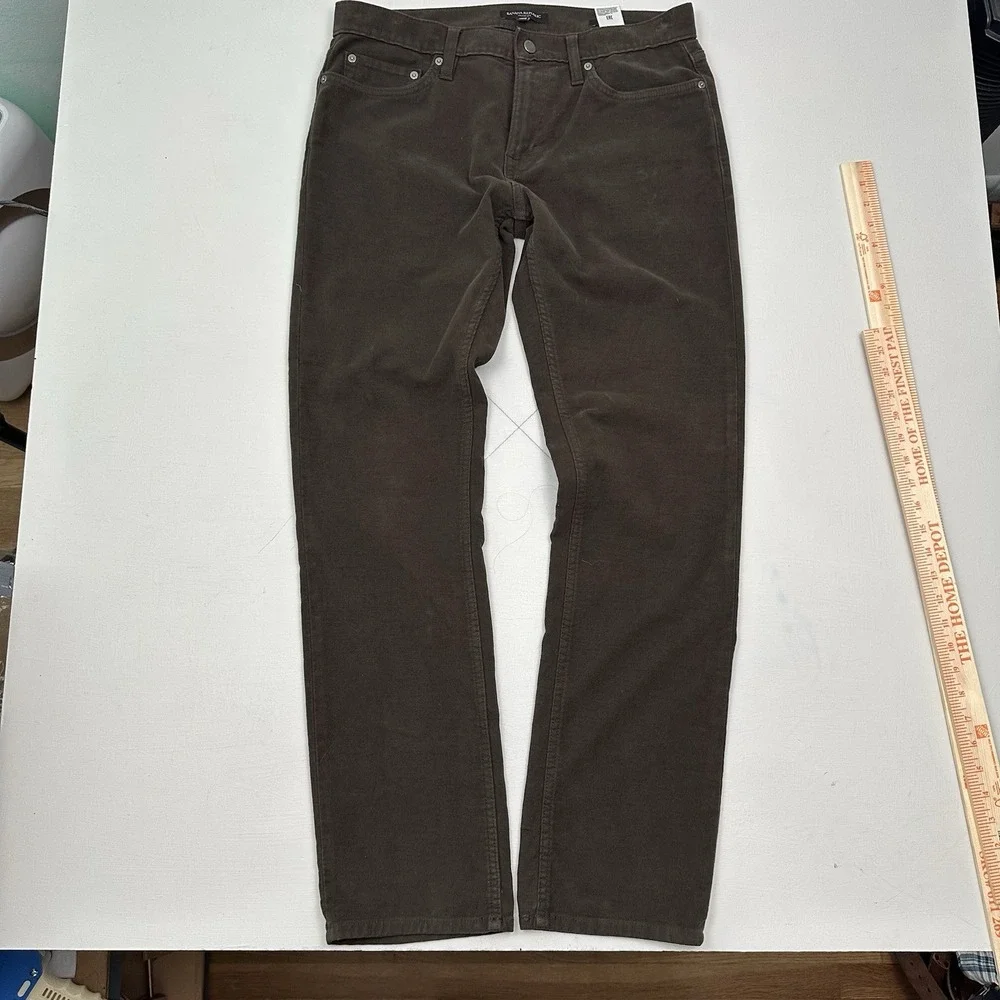 Banana Republic Traveler Moleskin Pants Mens 32x32 Cocoa Brown Slim Chino